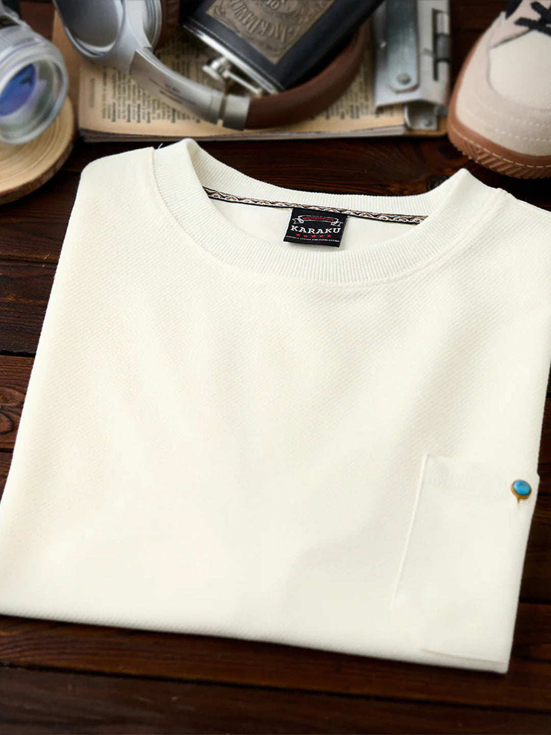 Turquoise Button Pocket T-Shirt