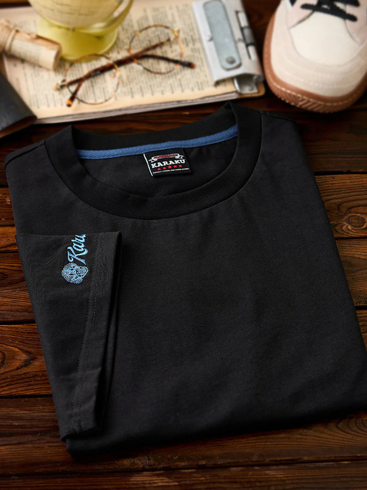 Sleeve Embroidered Cotton T-shirt