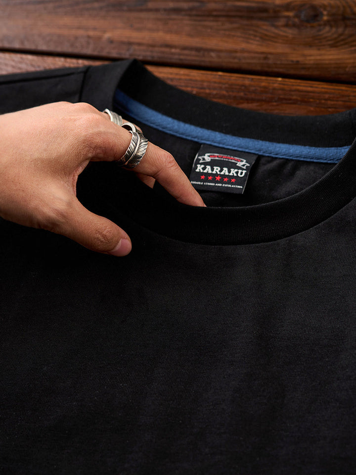Sleeve Embroidered Cotton T-shirt