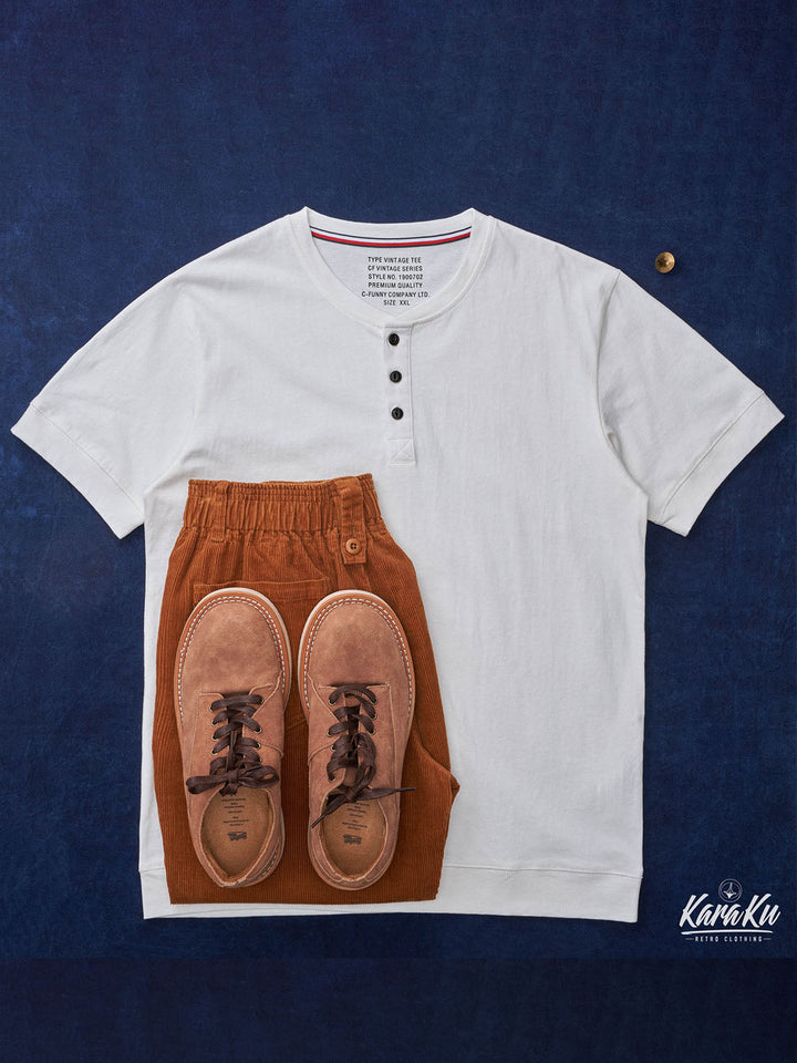 Cotton-Linen Heavyweight Henley T-shirt