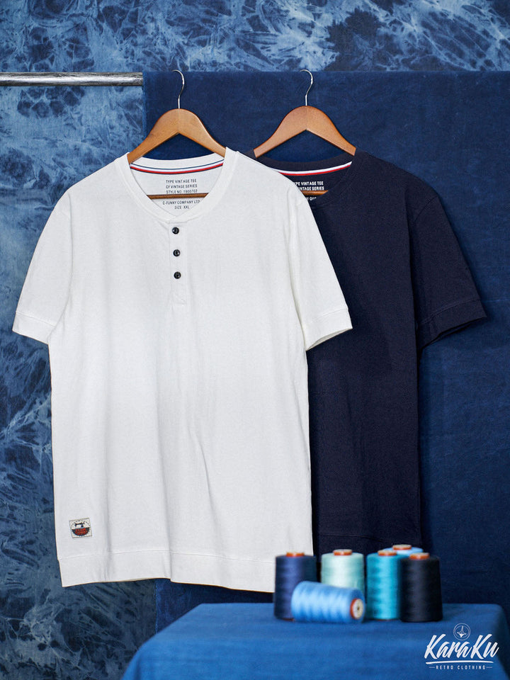 Cotton-Linen Heavyweight Henley T-shirt