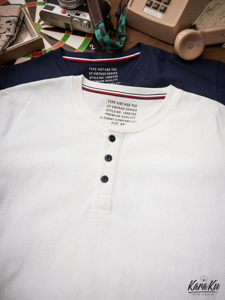 Cotton-Linen Heavyweight Henley T-shirt
