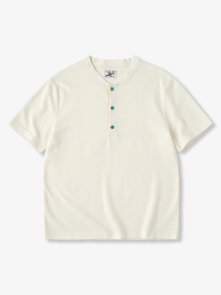 Turquoise Button Waffle Henley T-Shirt