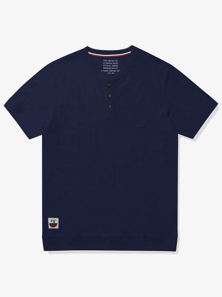 Cotton-Linen Heavyweight Henley T-shirt