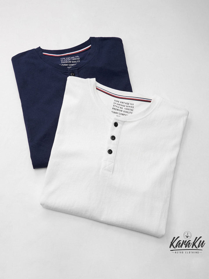 Cotton-Linen Heavyweight Henley T-shirt
