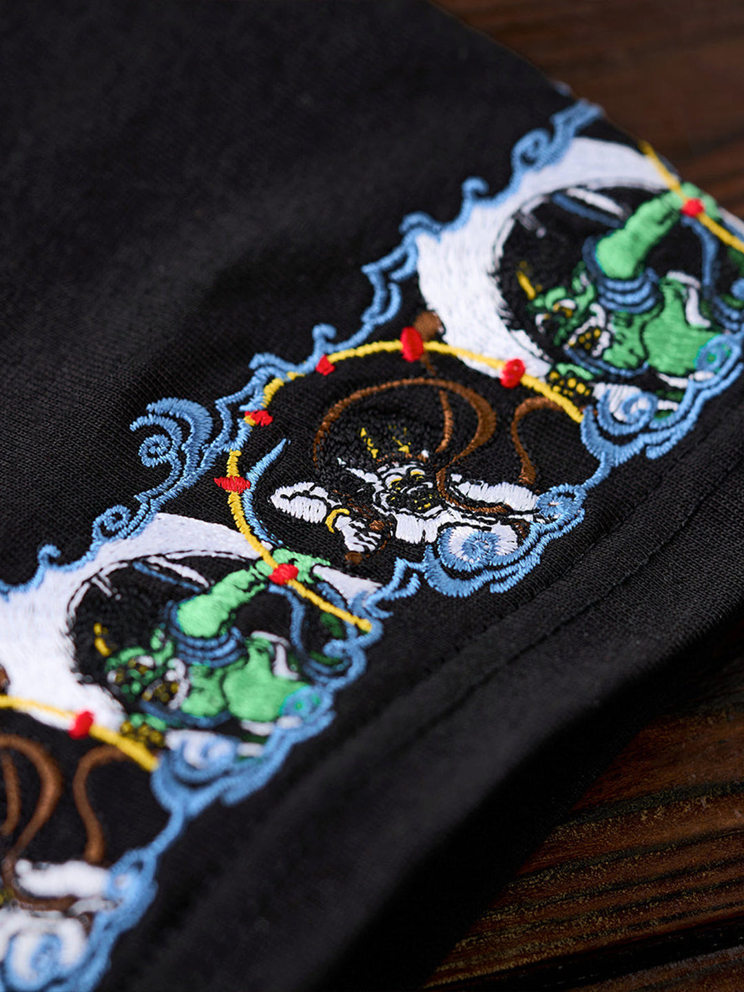 Sleeve Embroidered Cotton T-shirt