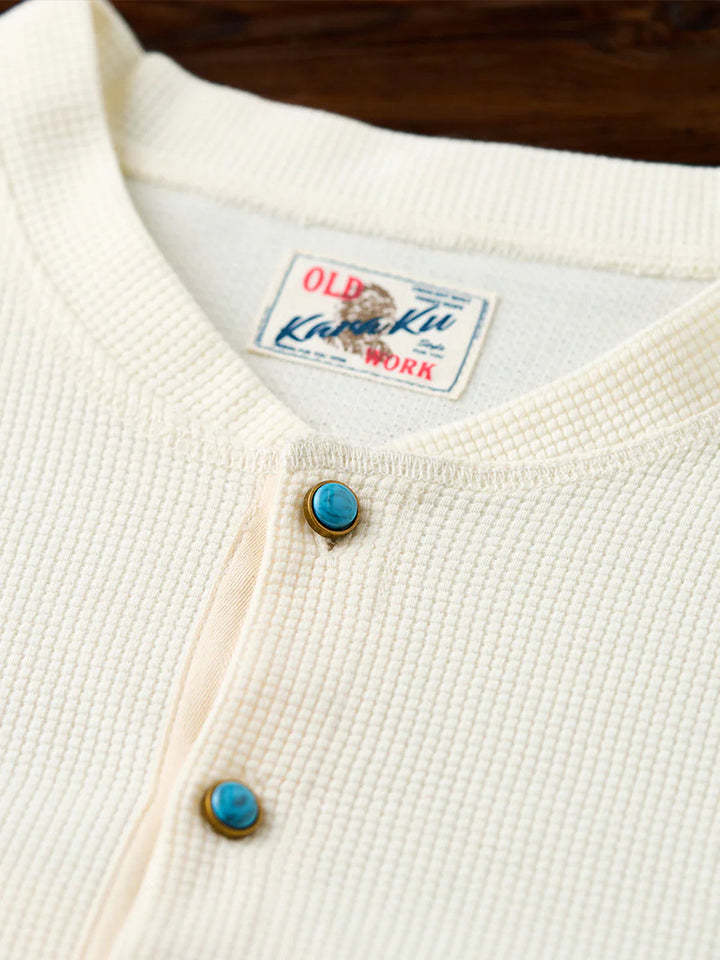 Turquoise Button Waffle Henley T-Shirt