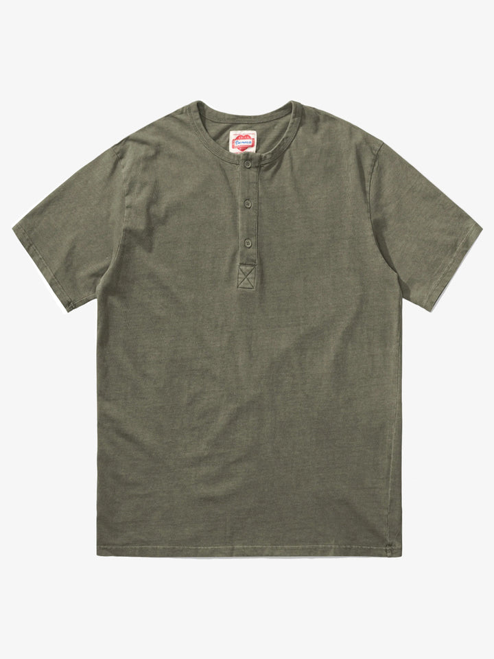 Washed Henley Short Sleeve Cotton T-shirt