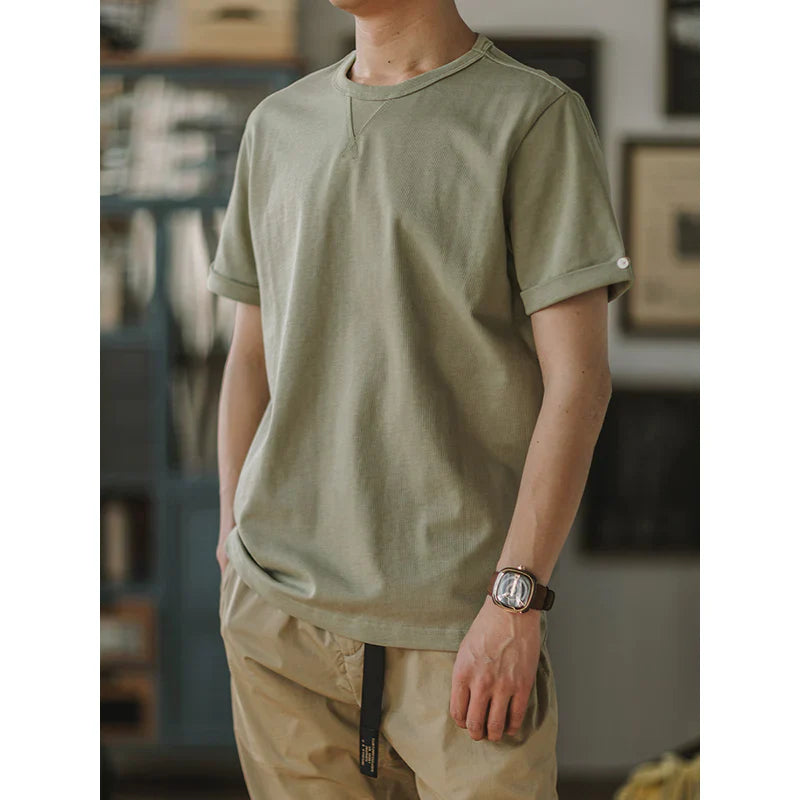 Crew-Neck Short Sleeve Cotton T-shirt