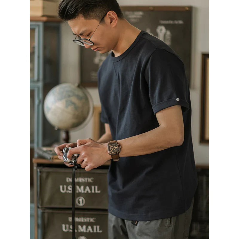Crew-Neck Short Sleeve Cotton T-shirt