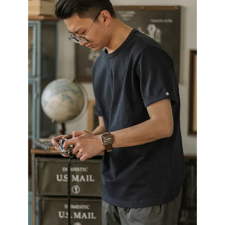 Crew-Neck Short Sleeve Cotton T-shirt