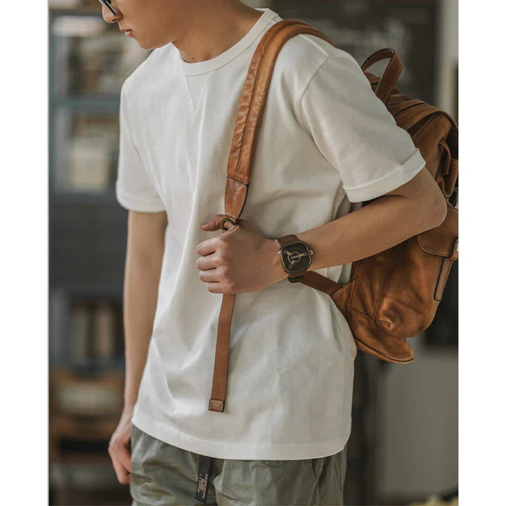 Crew-Neck Short Sleeve Cotton T-shirt