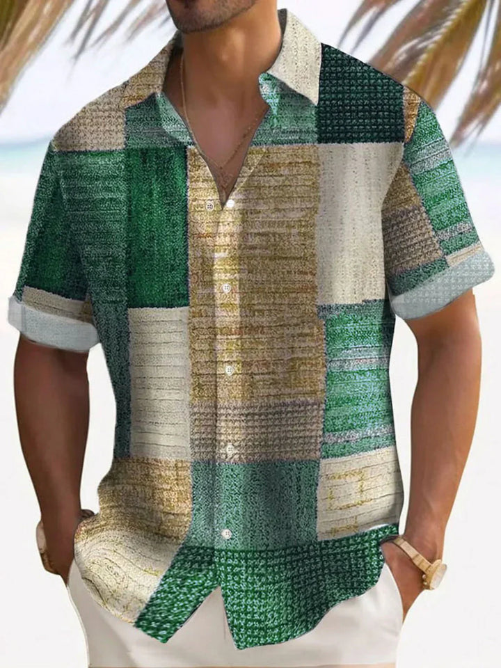Elegante camisa patchwork