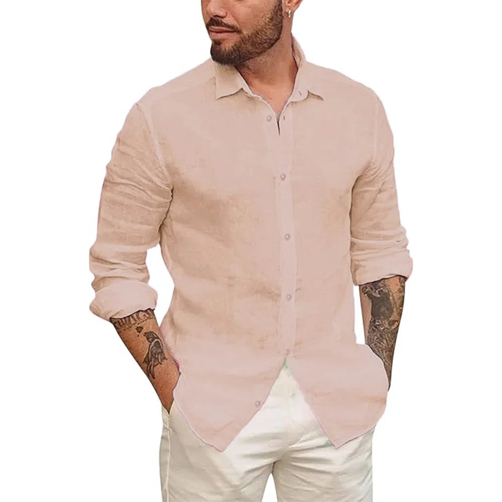 Camisa hawaiana de lino y algodón