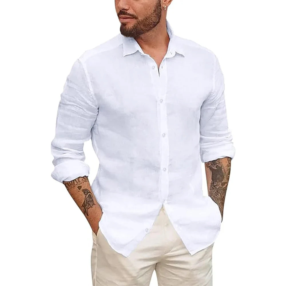 Camisa hawaiana de lino y algodón
