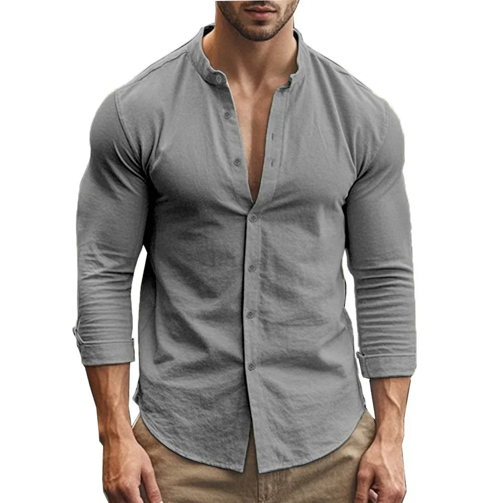 Camisa casual de verano de algodón y lino