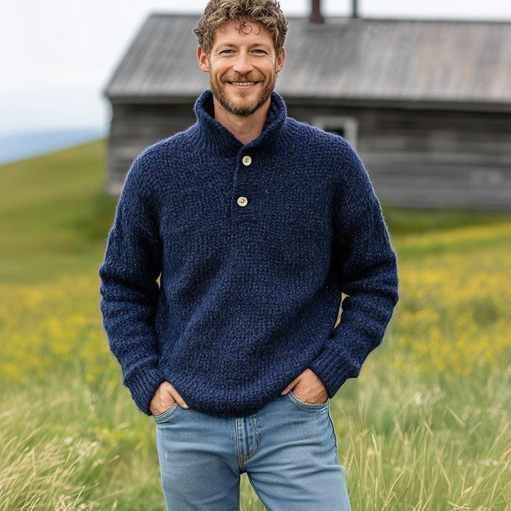 Men's Vintage Dark Blue Two-Button