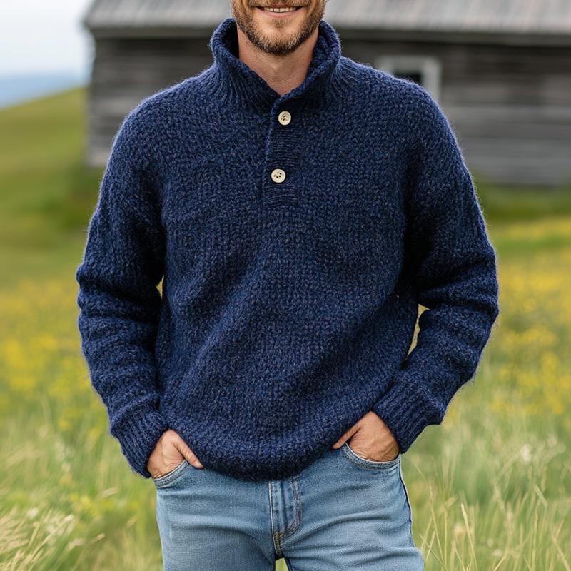 Men's Vintage Dark Blue Two-Button