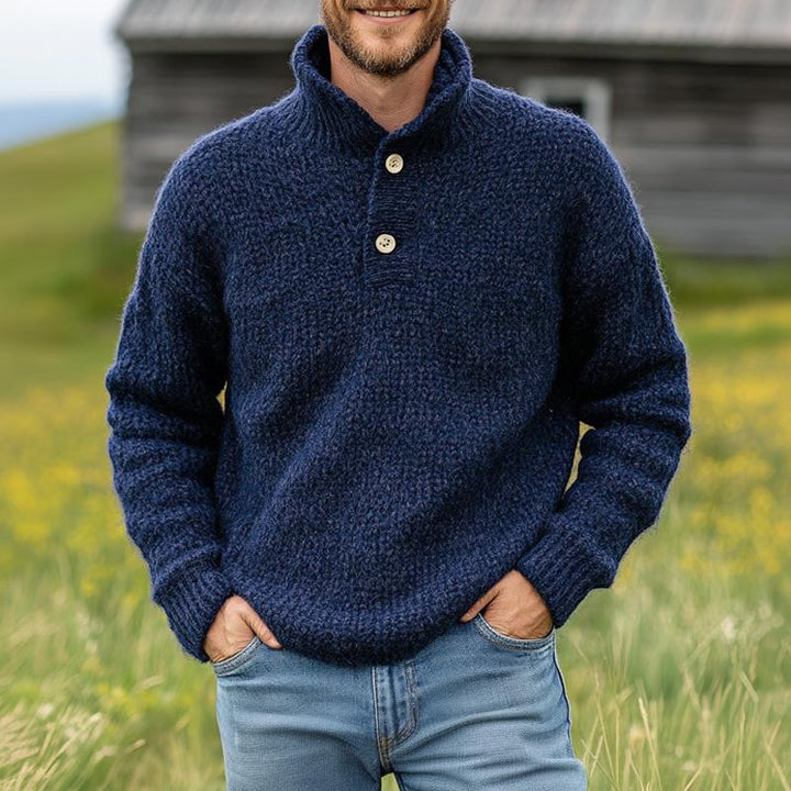 Men's Vintage Dark Blue Two-Button