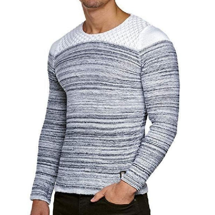 Men's Casual Crew Neck Striped