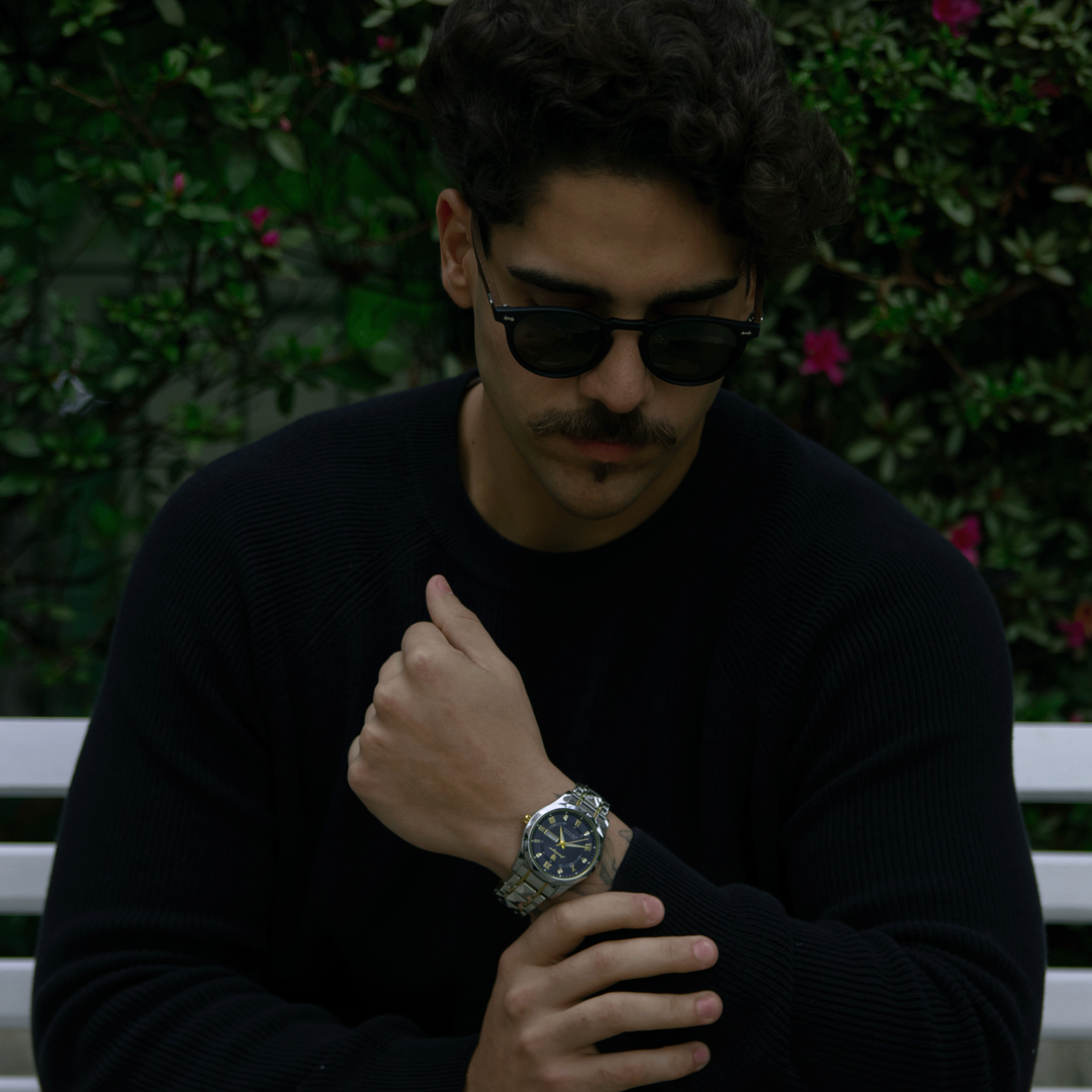 POEDAGAR Luminous Steel 40mm Watch - Water Resistant | Transferred steel